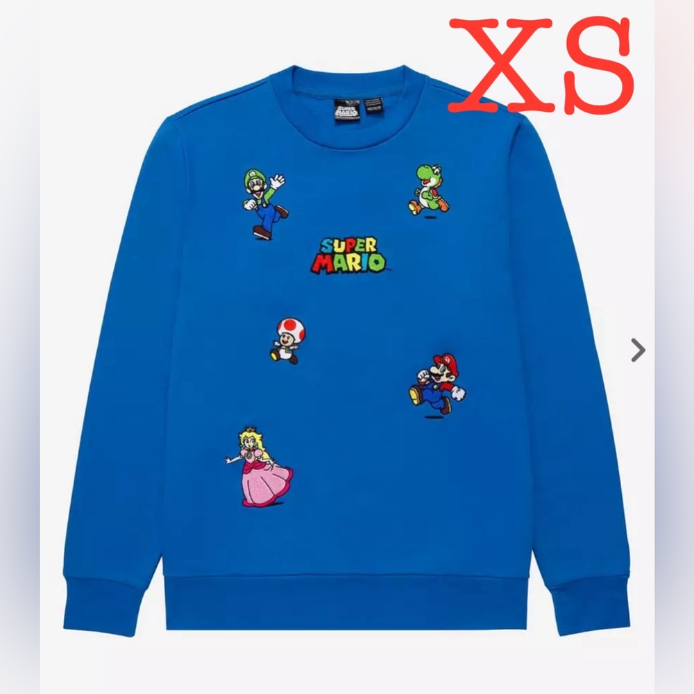 XS Nintendo Super Mario Bros. Characters Allover Print Crewneck